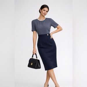 Coach 1941 Wool Sheath Dress Gray Navy Work Office Career Size 4